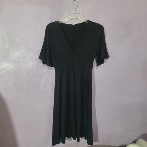 Old Navy Wrap‎ Front Dress SS Flutter Sleeve Casual Black Jack Dress Size M